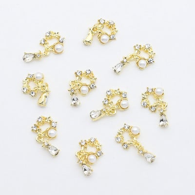 10 gab. Metāla karājas nagu mākslas piekariņi Mēness/Tauriņš/Bowknot Metāla cirkons Luksusa Rhinestone Nagu pīrsings Juvelierizstrādājumu kulonu dimanti