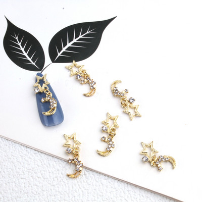 10 gab. Metāla karājas nagu mākslas piekariņi Mēness/Tauriņš/Bowknot Metāla cirkons Luksusa Rhinestone Nagu pīrsings Juvelierizstrādājumu kulonu dimanti