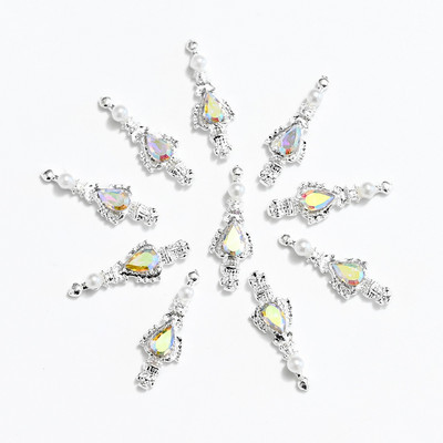 10 gab. Metāla karājas nagu mākslas piekariņi Mēness/Tauriņš/Bowknot Metāla cirkons Luksusa Rhinestone Nagu pīrsings Juvelierizstrādājumu kulonu dimanti