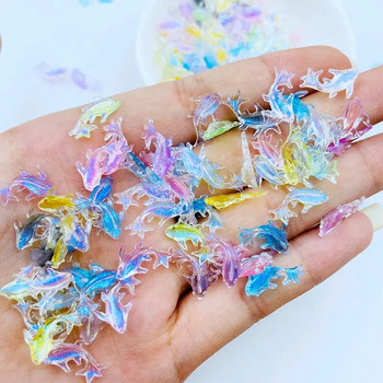 20 τμχ Τρισδιάστατη ρητίνη Kawaii Mixed Fish Nail Art Διακοσμήσεις καρτούν πάγος διάφανα στρας Γούρια νυχιών Αξεσουάρ Τύπος στα νύχια