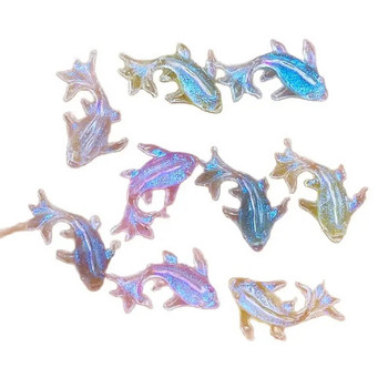 20 τμχ Τρισδιάστατη ρητίνη Kawaii Mixed Fish Nail Art Διακοσμήσεις καρτούν πάγος διάφανα στρας Γούρια νυχιών Αξεσουάρ Τύπος στα νύχια