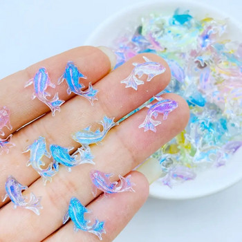 20 τμχ Τρισδιάστατη ρητίνη Kawaii Mixed Fish Nail Art Διακοσμήσεις καρτούν πάγος διάφανα στρας Γούρια νυχιών Αξεσουάρ Τύπος στα νύχια