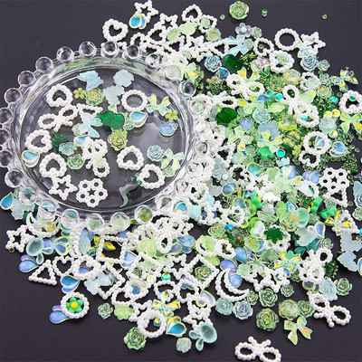 20gab. 3D Kawaii sveķu maisījums Zivju nagu mākslas rotājumi Karikatūra Ledus Caurspīdīgi Rhinestones Nagu piekariņi Aksesuāri Spied uz nagiem