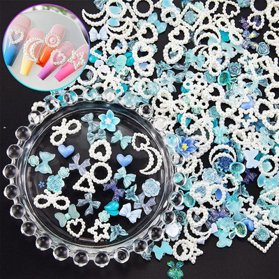 20gab. 3D Kawaii sveķu maisījums Zivju nagu mākslas rotājumi Karikatūra Ledus Caurspīdīgi Rhinestones Nagu piekariņi Aksesuāri Spied uz nagiem