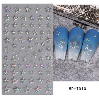 5D mirdzoša reljefa nagu uzlīme ar lāzeru, vienkāršs zieds margrietiņa tauriņš mīlestības sirds svītru mežģīņu slīdnis, hologrāfisks dekors BE5D-T