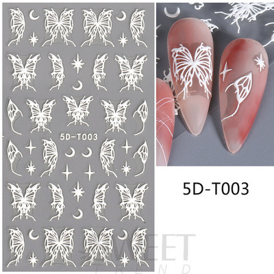 5D mirdzoša reljefa nagu uzlīme ar lāzeru, vienkāršs zieds margrietiņa tauriņš mīlestības sirds svītru mežģīņu slīdnis, hologrāfisks dekors BE5D-T