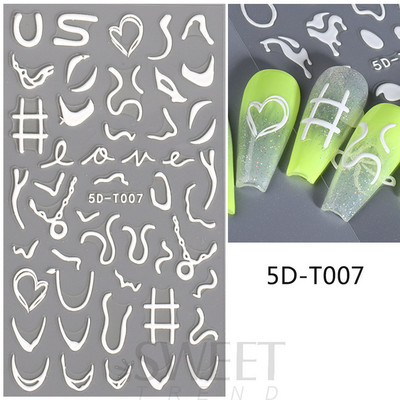 5D mirdzoša reljefa nagu uzlīme ar lāzeru, vienkāršs zieds margrietiņa tauriņš mīlestības sirds svītru mežģīņu slīdnis, hologrāfisks dekors BE5D-T