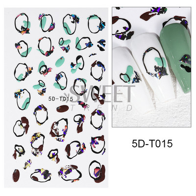 5D mirdzoša reljefa nagu uzlīme ar lāzeru, vienkāršs zieds margrietiņa tauriņš mīlestības sirds svītru mežģīņu slīdnis, hologrāfisks dekors BE5D-T