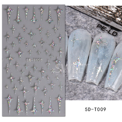5D mirdzoša reljefa nagu uzlīme ar lāzeru, vienkāršs zieds margrietiņa tauriņš mīlestības sirds svītru mežģīņu slīdnis, hologrāfisks dekors BE5D-T