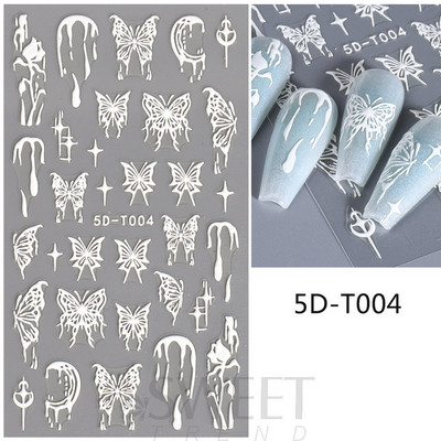 5D mirdzoša reljefa nagu uzlīme ar lāzeru, vienkāršs zieds margrietiņa tauriņš mīlestības sirds svītru mežģīņu slīdnis, hologrāfisks dekors BE5D-T