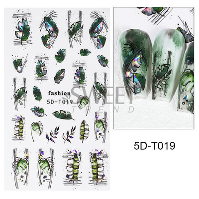 5D mirdzoša reljefa nagu uzlīme ar lāzeru, vienkāršs zieds margrietiņa tauriņš mīlestības sirds svītru mežģīņu slīdnis, hologrāfisks dekors BE5D-T