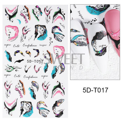5D mirdzoša reljefa nagu uzlīme ar lāzeru, vienkāršs zieds margrietiņa tauriņš mīlestības sirds svītru mežģīņu slīdnis, hologrāfisks dekors BE5D-T