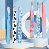 Profesionālie nerūsējošā tērauda uzacu saspraudes karikatūras raksta uzacu pincetes apgriešanas grima rīki