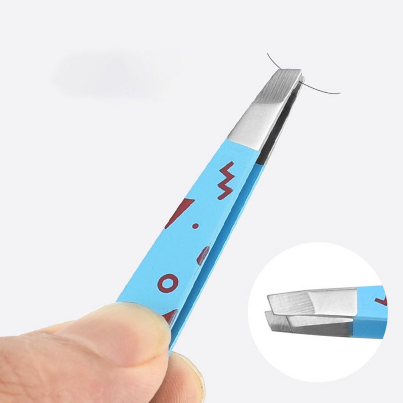 Profesionālie nerūsējošā tērauda uzacu saspraudes karikatūras raksta uzacu pincetes apgriešanas grima rīki