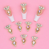 10gab Gari zelta/sudraba luksusa 3D nagu piekariņi kristāla Rhinestone rombs dzirkstoši nagu rotaslietas sievietēm nagu dekorēšana NJ23912-1