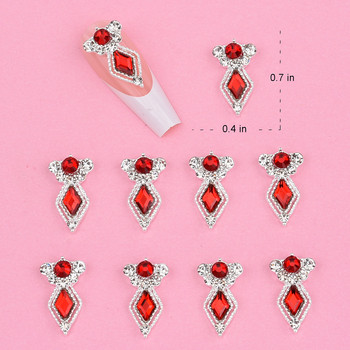 10 τμχ Long Gold/Silver Luxury 3D Nail Charms Crystal Rhinestone Rhombus Sparkle Nail Jewelry for Women Nail Decoration NJ23912-1