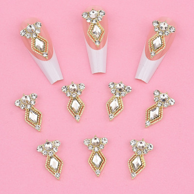 10gab Gari zelta/sudraba luksusa 3D nagu piekariņi kristāla Rhinestone rombs dzirkstoši nagu rotaslietas sievietēm nagu dekorēšana NJ23912-1