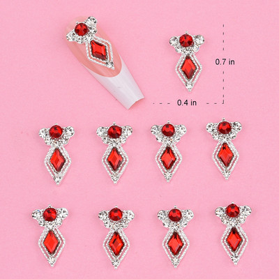 10gab Gari zelta/sudraba luksusa 3D nagu piekariņi kristāla Rhinestone rombs dzirkstoši nagu rotaslietas sievietēm nagu dekorēšana NJ23912-1