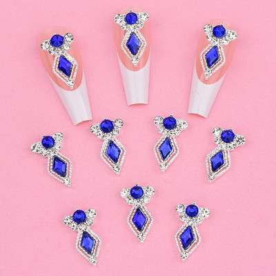 10gab Gari zelta/sudraba luksusa 3D nagu piekariņi kristāla Rhinestone rombs dzirkstoši nagu rotaslietas sievietēm nagu dekorēšana NJ23912-1