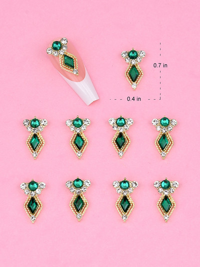 10gab Gari zelta/sudraba luksusa 3D nagu piekariņi kristāla Rhinestone rombs dzirkstoši nagu rotaslietas sievietēm nagu dekorēšana NJ23912-1