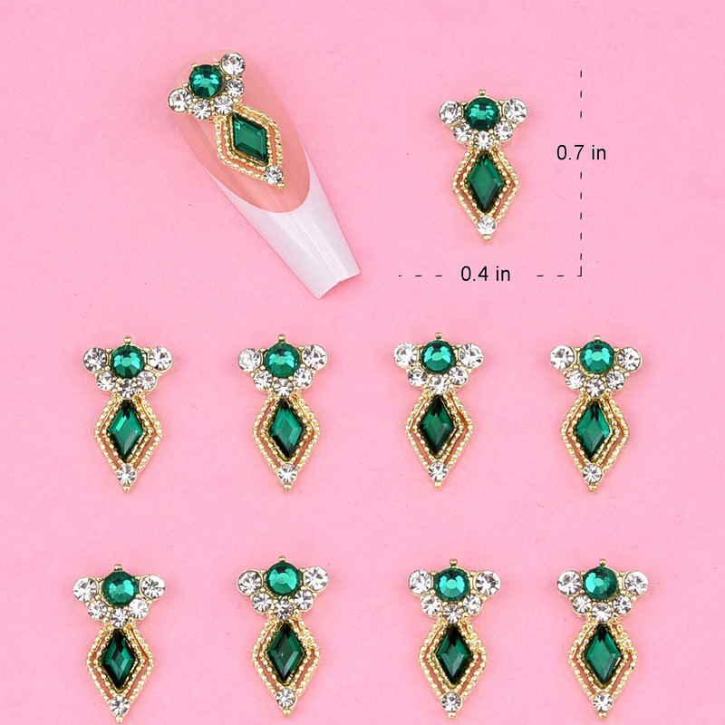 10gab Gari zelta/sudraba luksusa 3D nagu piekariņi kristāla Rhinestone rombs dzirkstoši nagu rotaslietas sievietēm nagu dekorēšana NJ23912-1