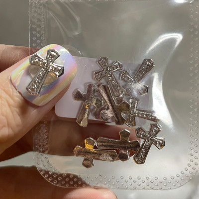 10kom Punk križ sa kamenčićima Dekoracija za nokte Luksuzni retro gotički dizajnerski privjesci za nokte Klasični križni dijelovi za nokte Manikura*