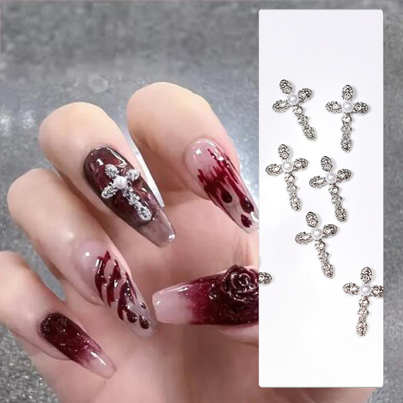 10kom Punk križ sa kamenčićima Dekoracija za nokte Luksuzni retro gotički dizajnerski privjesci za nokte Klasični križni dijelovi za nokte Manikura*