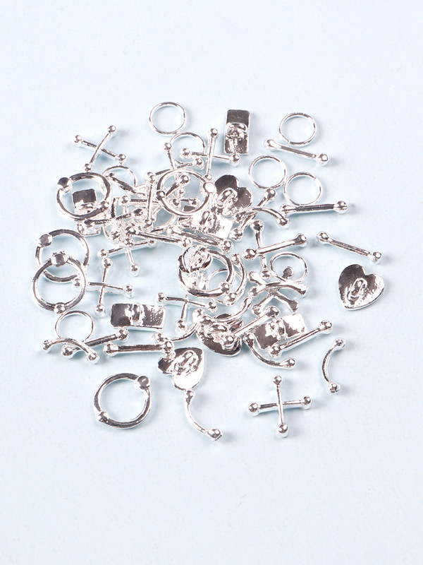 50 de bucăți amestecat 3D punk argintiu piese metalice accesoriu manichiură decorare unghii aliaj retro cerc unghii farmece artă