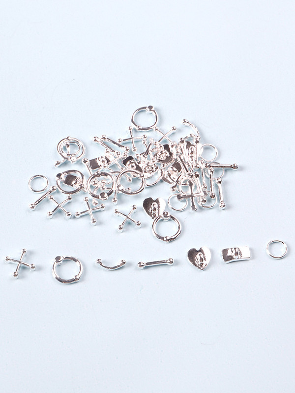 50 de bucăți amestecat 3D punk argintiu piese metalice accesoriu manichiură decorare unghii aliaj retro cerc unghii farmece artă