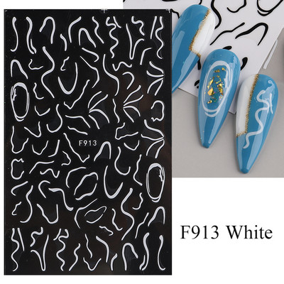 3D zmija Crne naljepnice za nokte Listovi Oči Plamen Klizači za nokte Zvjezdica Mjesec Dizajn Biljke Ruže Proljetno cvijeće Naljepnice Manikura Vrap