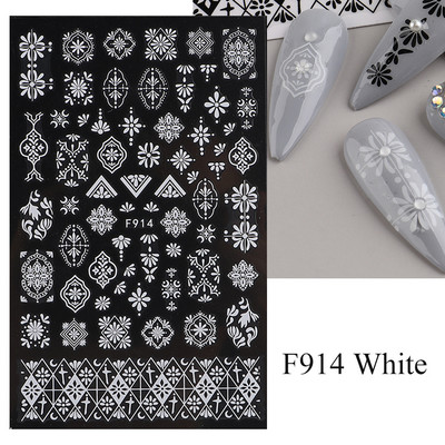 3D zmija Crne naljepnice za nokte Listovi Oči Plamen Klizači za nokte Zvjezdica Mjesec Dizajn Biljke Ruže Proljetno cvijeće Naljepnice Manikura Vrap