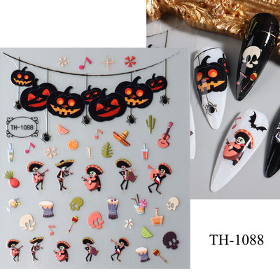 3D zmija Crne naljepnice za nokte Listovi Oči Plamen Klizači za nokte Zvjezdica Mjesec Dizajn Biljke Ruže Proljetno cvijeće Naljepnice Manikura Vrap