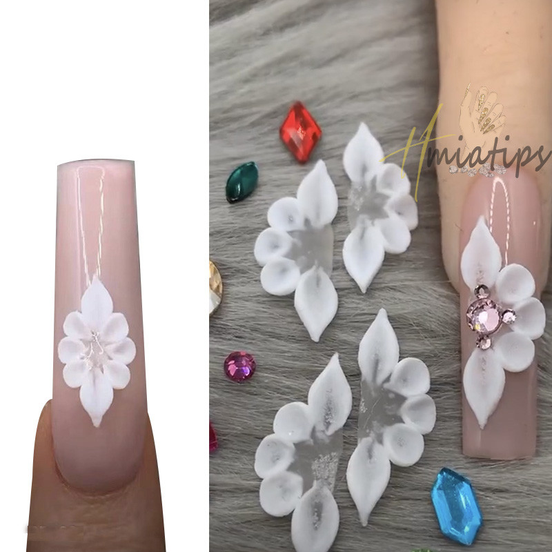 1 kutija s nakitom Ručno izrađeno cvijeće Kawaii šarm za nokte Naljepnice 3D akrilne božićne naljepnice s cvijećem za nokte