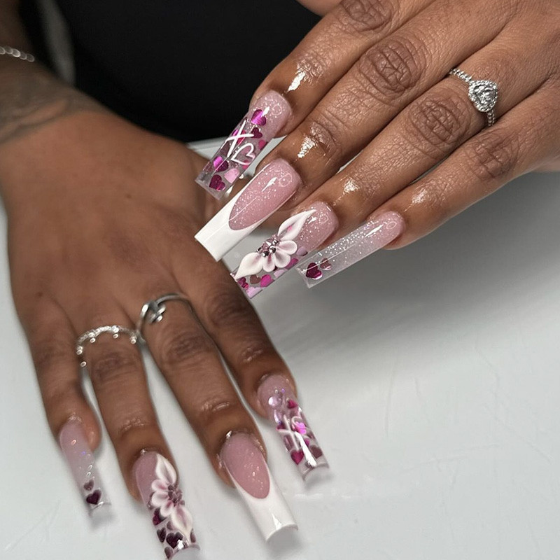 1 kutija s nakitom Ručno izrađeno cvijeće Kawaii šarm za nokte Naljepnice 3D akrilne božićne naljepnice s cvijećem za nokte