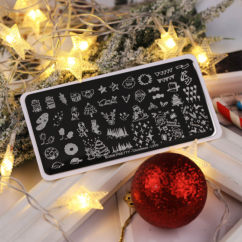 BORN PRETTY Karikatūra Dzīvnieki Nagu mākslas zīmogplāksnes Lapas Zieds Ģeometriskas svītras Līnija Mākslinieka attēla trafaretu veidņu drukas rīks