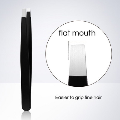 GECOMO crna pinceta za obrve od nehrđajućeg čelika s kosim i ravnim kozmetičkim alatima za uklanjanje obrva i uraslih dlačica