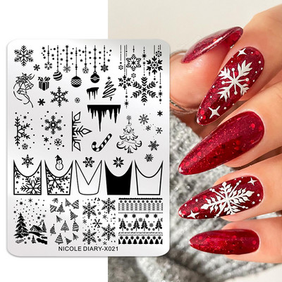 NICOLE DIARY Leptir Nail Art Stamping Ploča Predložak za crtanje Geometrijski leopard Cvjetna slika Šablona Kalup za ispis noktiju Alati