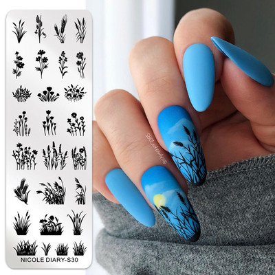 NICOLE DIARY Leptir Nail Art Stamping Ploča Predložak za crtanje Geometrijski leopard Cvjetna slika Šablona Kalup za ispis noktiju Alati