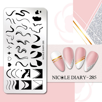 NICOLE DIARY Leptir Nail Art Stamping Ploča Predložak za crtanje Geometrijski leopard Cvjetna slika Šablona Kalup za ispis noktiju Alati
