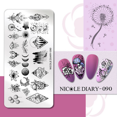 NICOLE DIARY Leptir Nail Art Stamping Ploča Predložak za crtanje Geometrijski leopard Cvjetna slika Šablona Kalup za ispis noktiju Alati