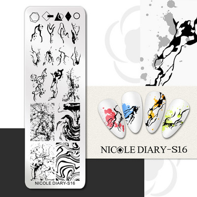 NICOLE DIARY Leptir Nail Art Stamping Ploča Predložak za crtanje Geometrijski leopard Cvjetna slika Šablona Kalup za ispis noktiju Alati