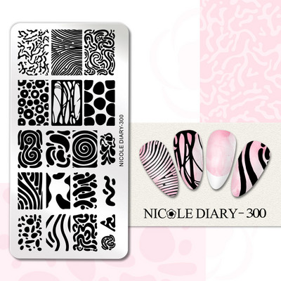 NICOLE DIARY Leptir Nail Art Stamping Ploča Predložak za crtanje Geometrijski leopard Cvjetna slika Šablona Kalup za ispis noktiju Alati