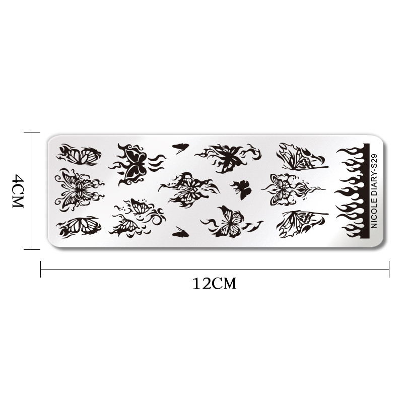 NICOLE DIARY Leptir Nail Art Stamping Ploča Predložak za crtanje Geometrijski leopard Cvjetna slika Šablona Kalup za ispis noktiju Alati