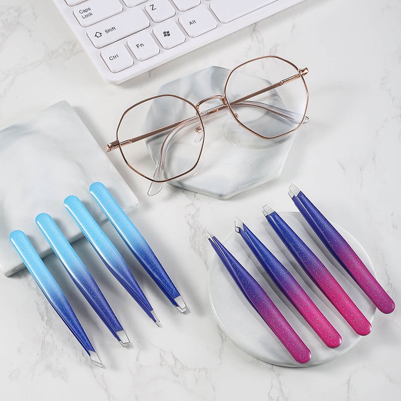 4 stila Precizna pinceta za obrve Puder za fine dlačice od nehrđajućeg čelika Ravni kosi vrh Stezaljke za obrve Alati za uklanjanje dlačica Šminka