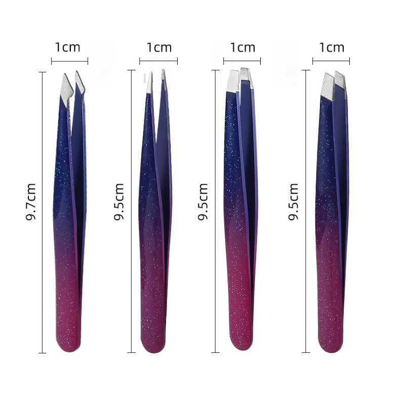 4 stila Precizna pinceta za obrve Puder za fine dlačice od nehrđajućeg čelika Ravni kosi vrh Stezaljke za obrve Alati za uklanjanje dlačica Šminka