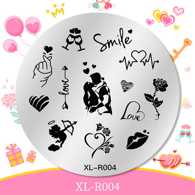 1 gab. Nagu mākslas štancēšanas plāksnes nerūsējošā tērauda veidnes nagu želejas lakas mīlestības formas ziedu apdruka štancēšanas trafarets nagu mākslas rīki