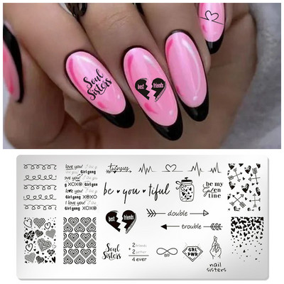 1 gab. Nagu mākslas štancēšanas plāksnes nerūsējošā tērauda veidnes nagu želejas lakas mīlestības formas ziedu apdruka štancēšanas trafarets nagu mākslas rīki