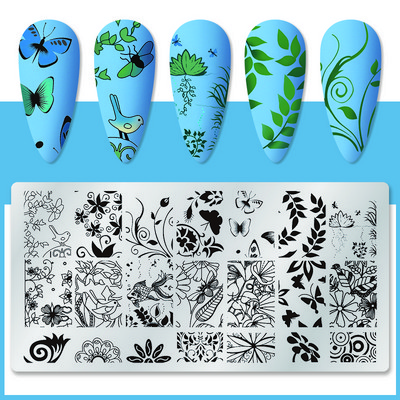 1 gab. Nagu mākslas štancēšanas plāksnes nerūsējošā tērauda veidnes nagu želejas lakas mīlestības formas ziedu apdruka štancēšanas trafarets nagu mākslas rīki