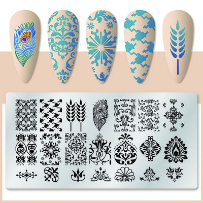 1 gab. Nagu mākslas štancēšanas plāksnes nerūsējošā tērauda veidnes nagu želejas lakas mīlestības formas ziedu apdruka štancēšanas trafarets nagu mākslas rīki