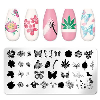1 gab. Nagu mākslas štancēšanas plāksnes nerūsējošā tērauda veidnes nagu želejas lakas mīlestības formas ziedu apdruka štancēšanas trafarets nagu mākslas rīki